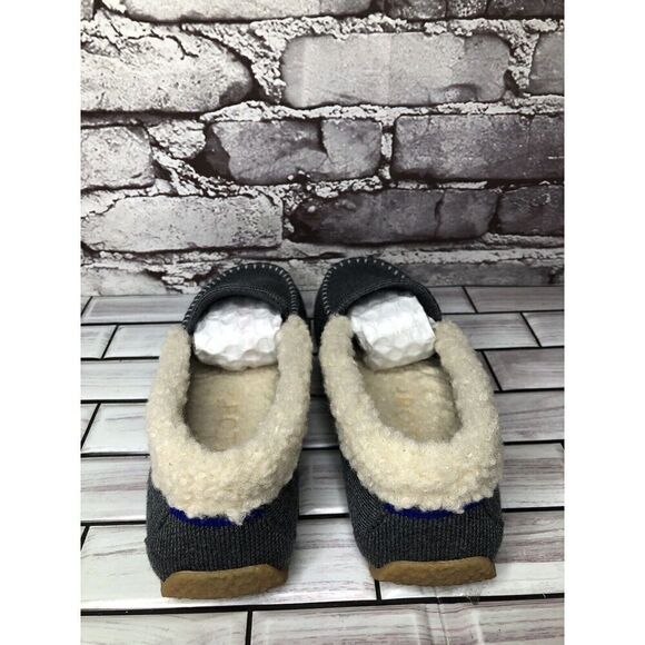 Rothy's Gray Textile The Slipper Fur Loafers Flat Faux Wool Women Sz 6M US/36EU - Picture 6 of 16